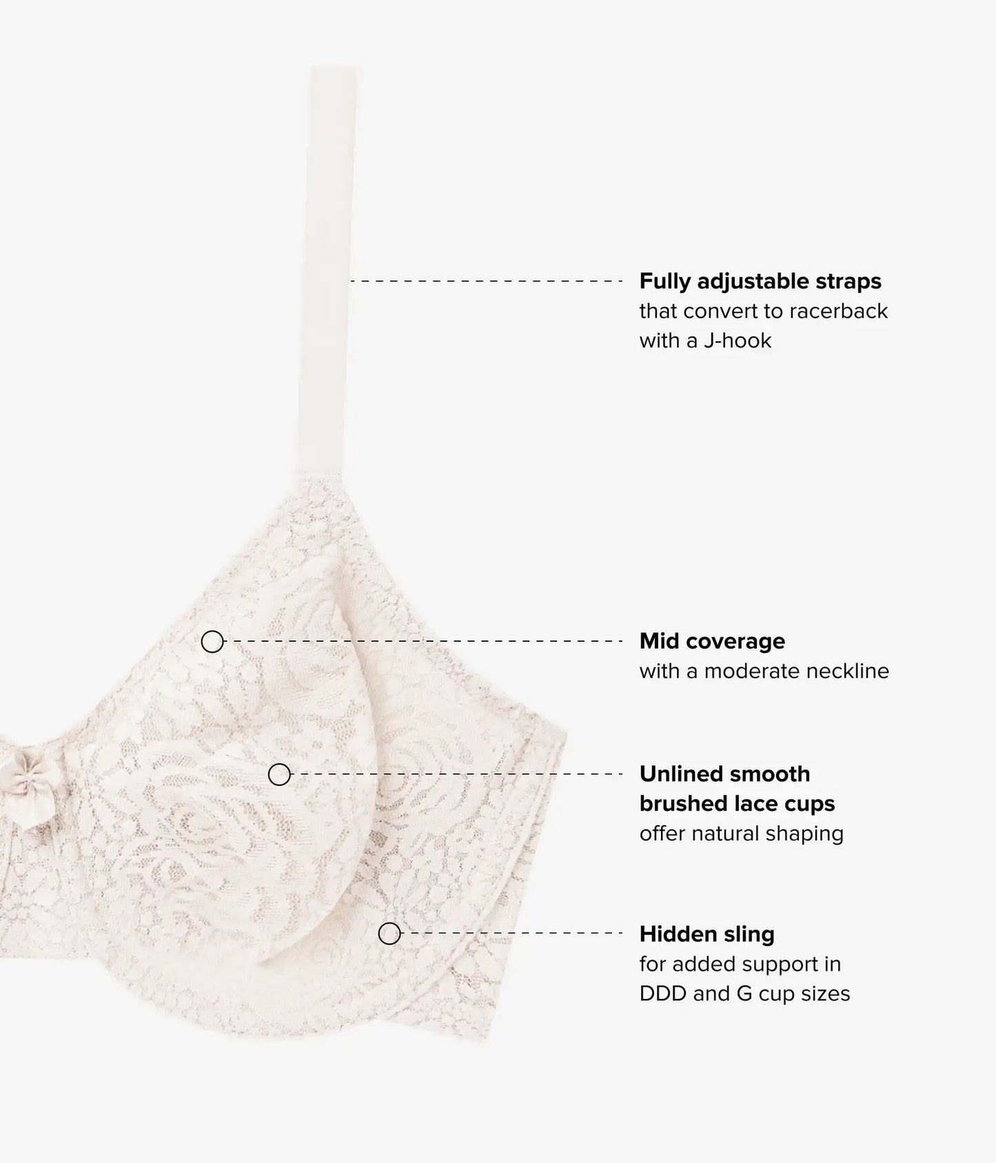 Halo Lace Underwire Bra: Ivory