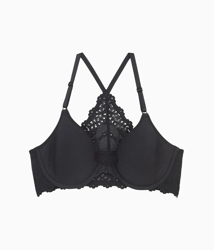 Inspired Eyelet Front Close T-Shirt Bra: Night