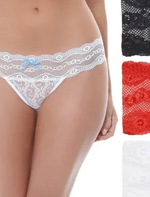 Lace Kiss Thong Panty Pack: Rose Smoke/Au Natural/Night