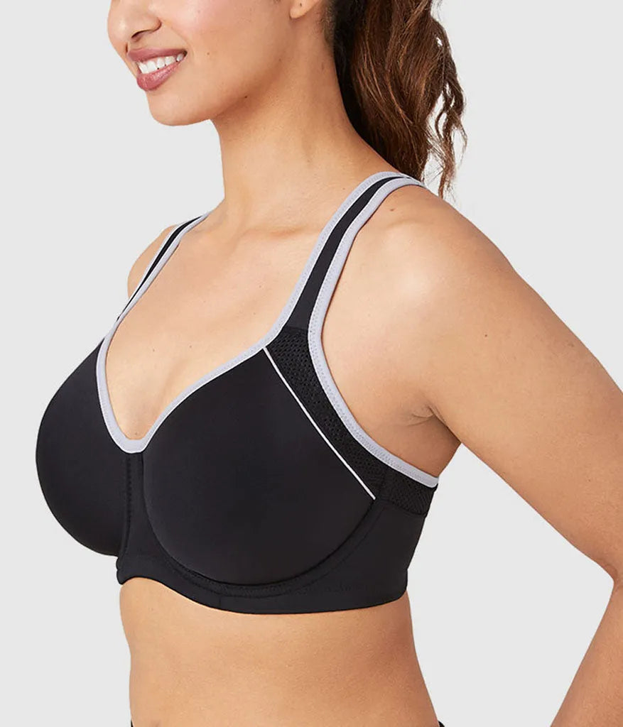 Lindsey Sport Contour Underwire Bra: Black/Lilac Gray