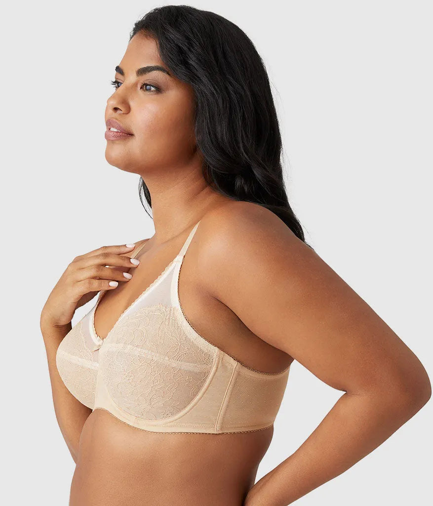 Retro Chic Full Figure Underwire Bra: Toast
