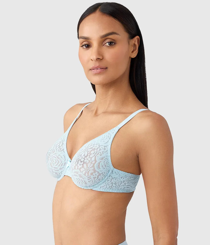 Halo Lace Underwire Bra: Soft Sky