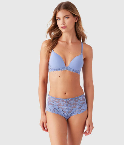 Feeling Famous Wire Free Push Up Bra: Country Blue/Bright White