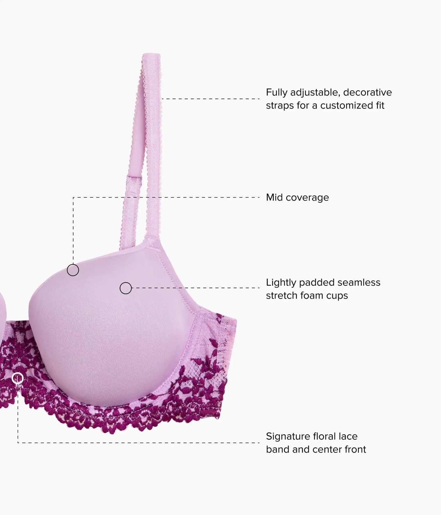 Embrace Lace® T-Shirt Bra: Lavender Sage/Dark Purple