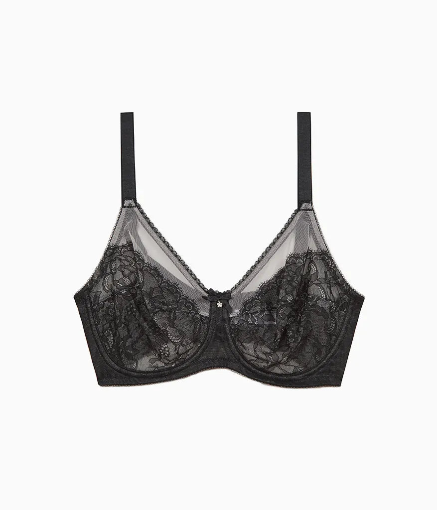 Retro Chic Full Figure Underwire Bra: Black