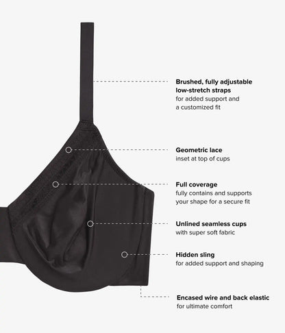 Perfect Primer Full Figure Underwire Bra: Black