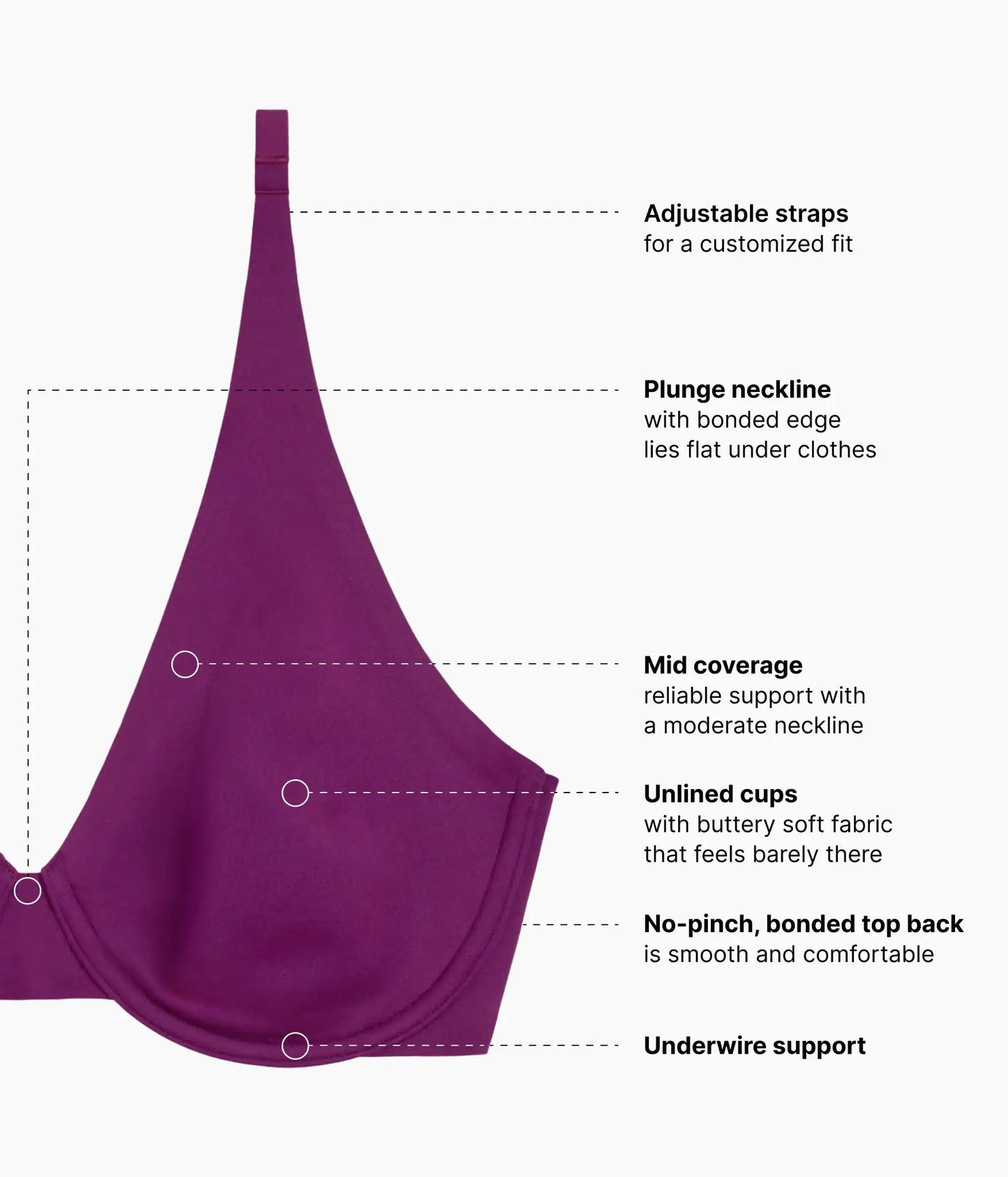 Better Than Braless™ Underwire Bra: Dark Purple