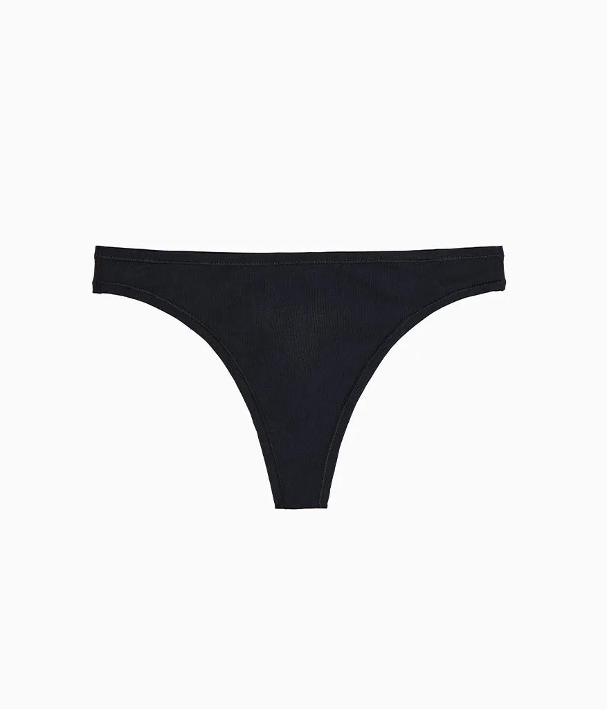 Understated Cotton Thong: Black