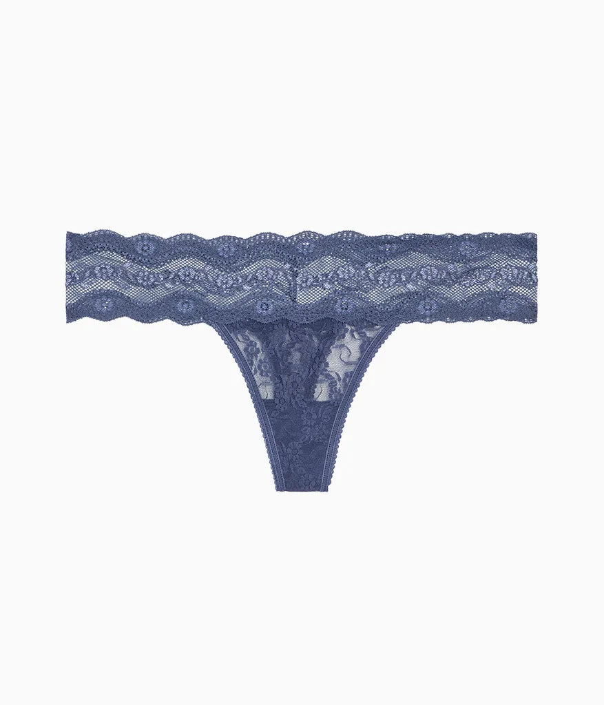 Lace Kiss Thong: Crown Blue