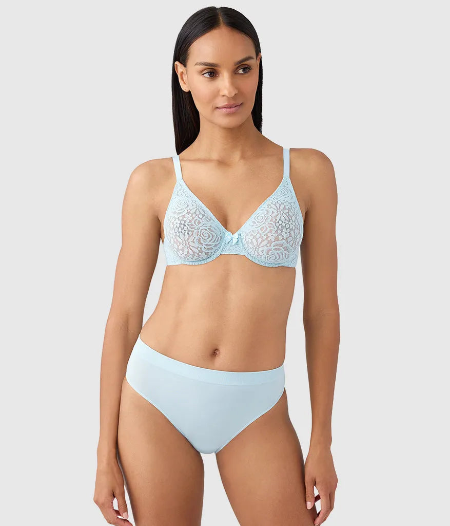 Halo Lace Underwire Bra: Soft Sky