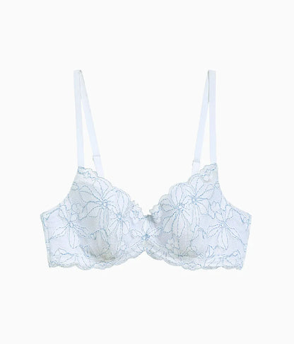 Feeling Famous Balconette Contour Bra: White/Frozen Fjord