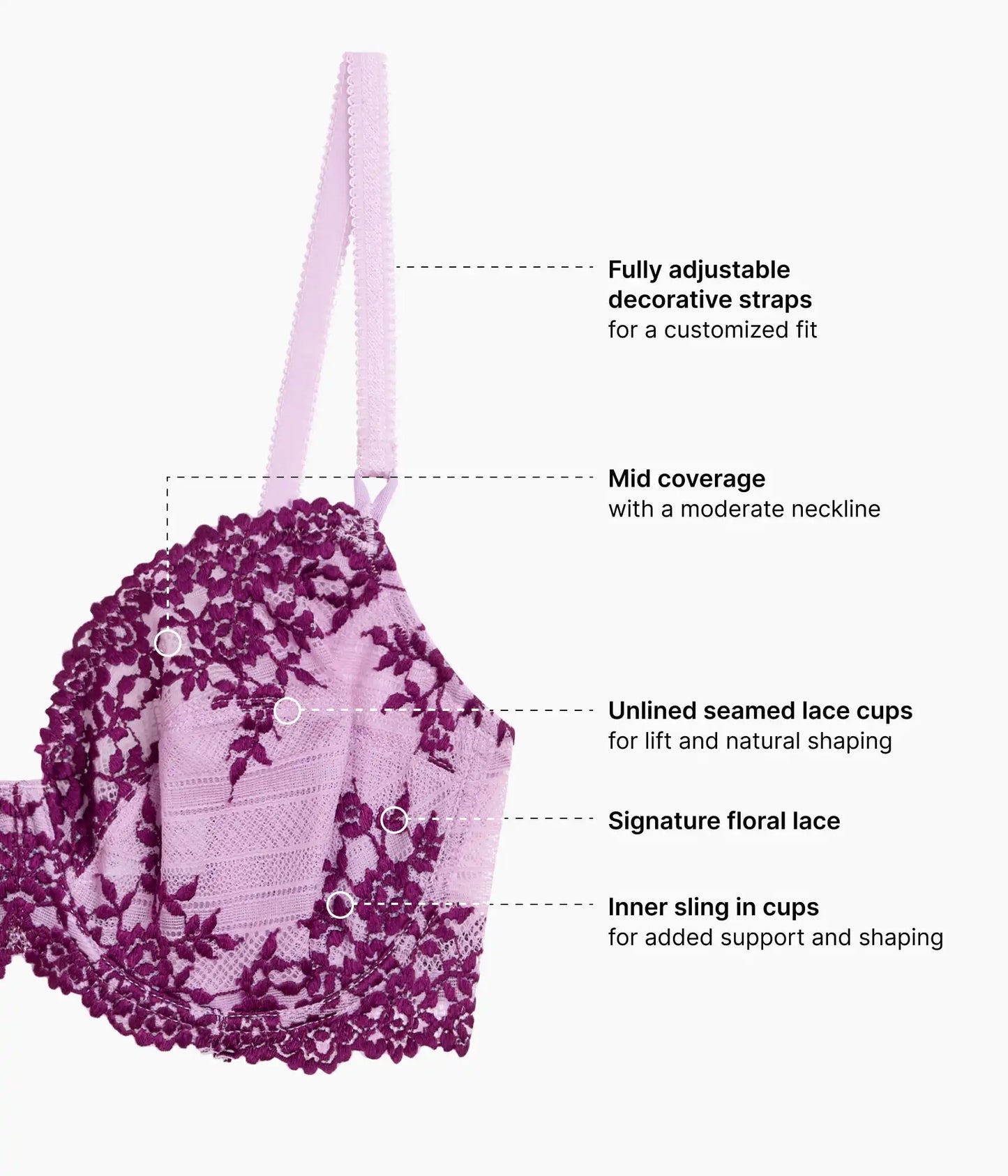 Embrace Lace® Underwire Bra: Lavender Sage/Dark Purple