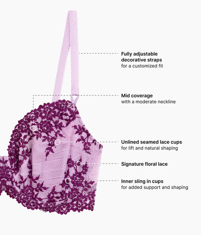 Embrace Lace® Underwire Bra: Lavender Sage/Dark Purple