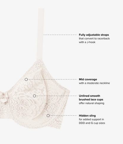 Halo Lace Underwire Bra: Ivory