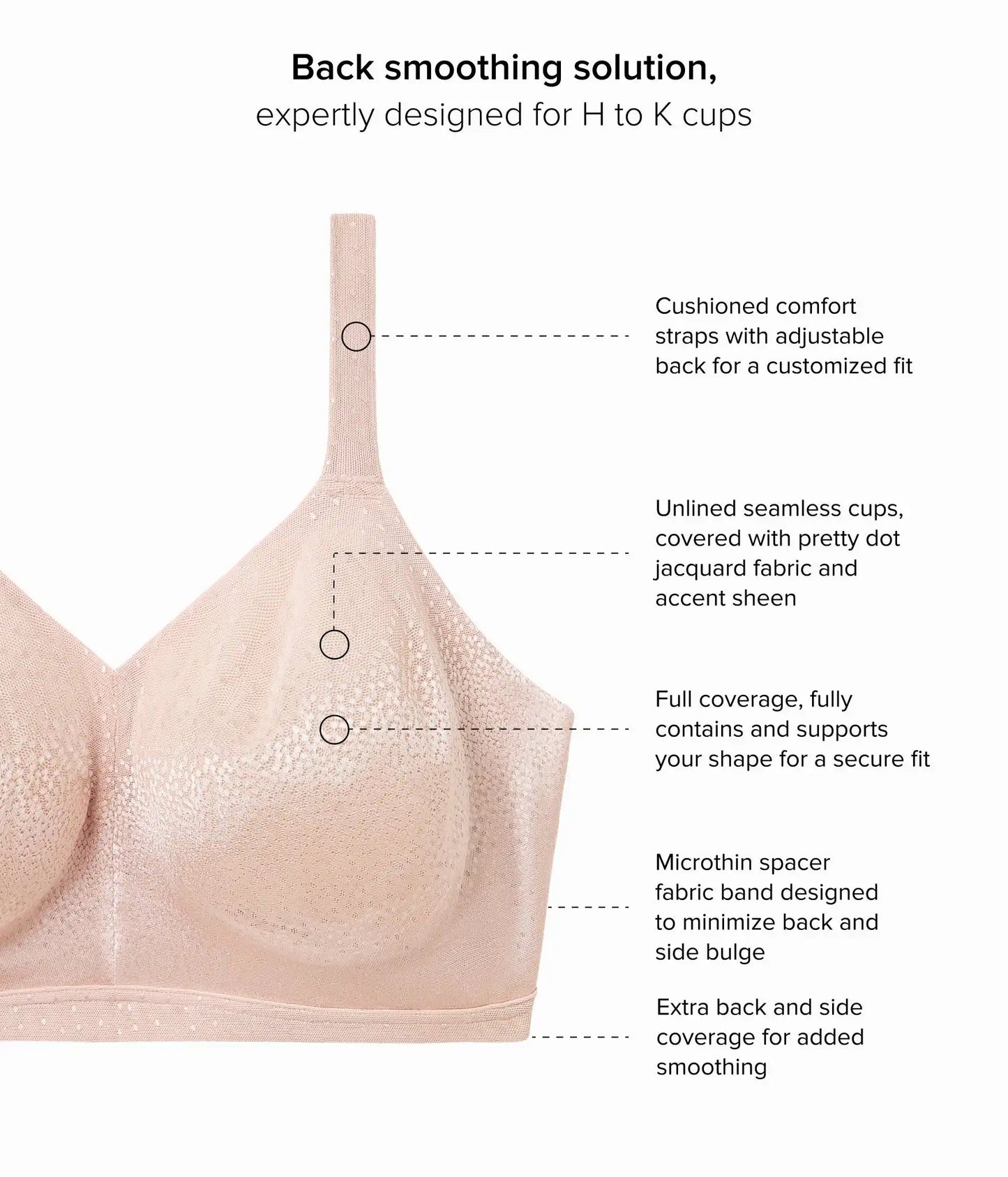Back Appeal® H-K Cup Wire Free Bra: Rose Dust