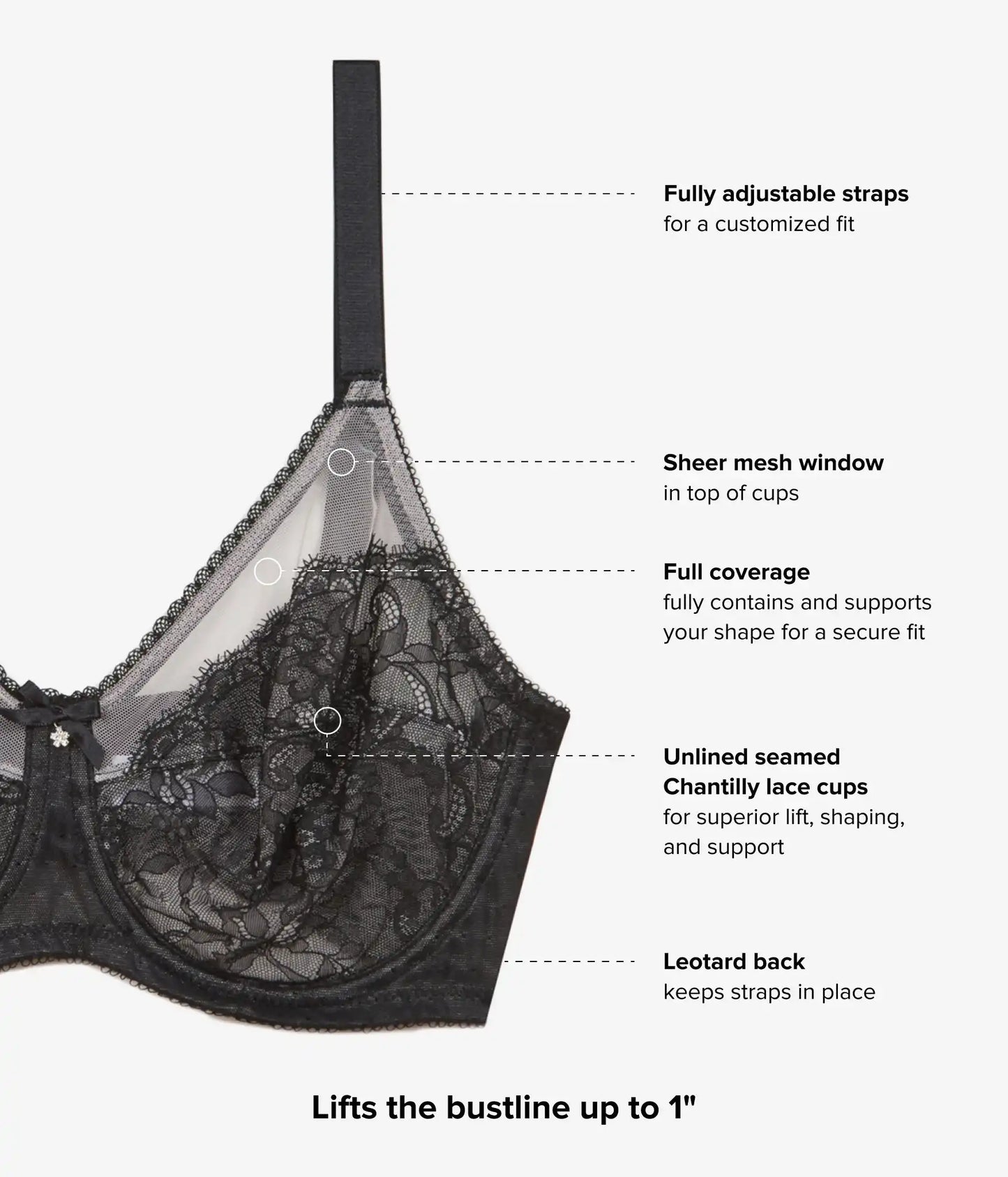 Retro Chic Full Figure Underwire Bra: Black