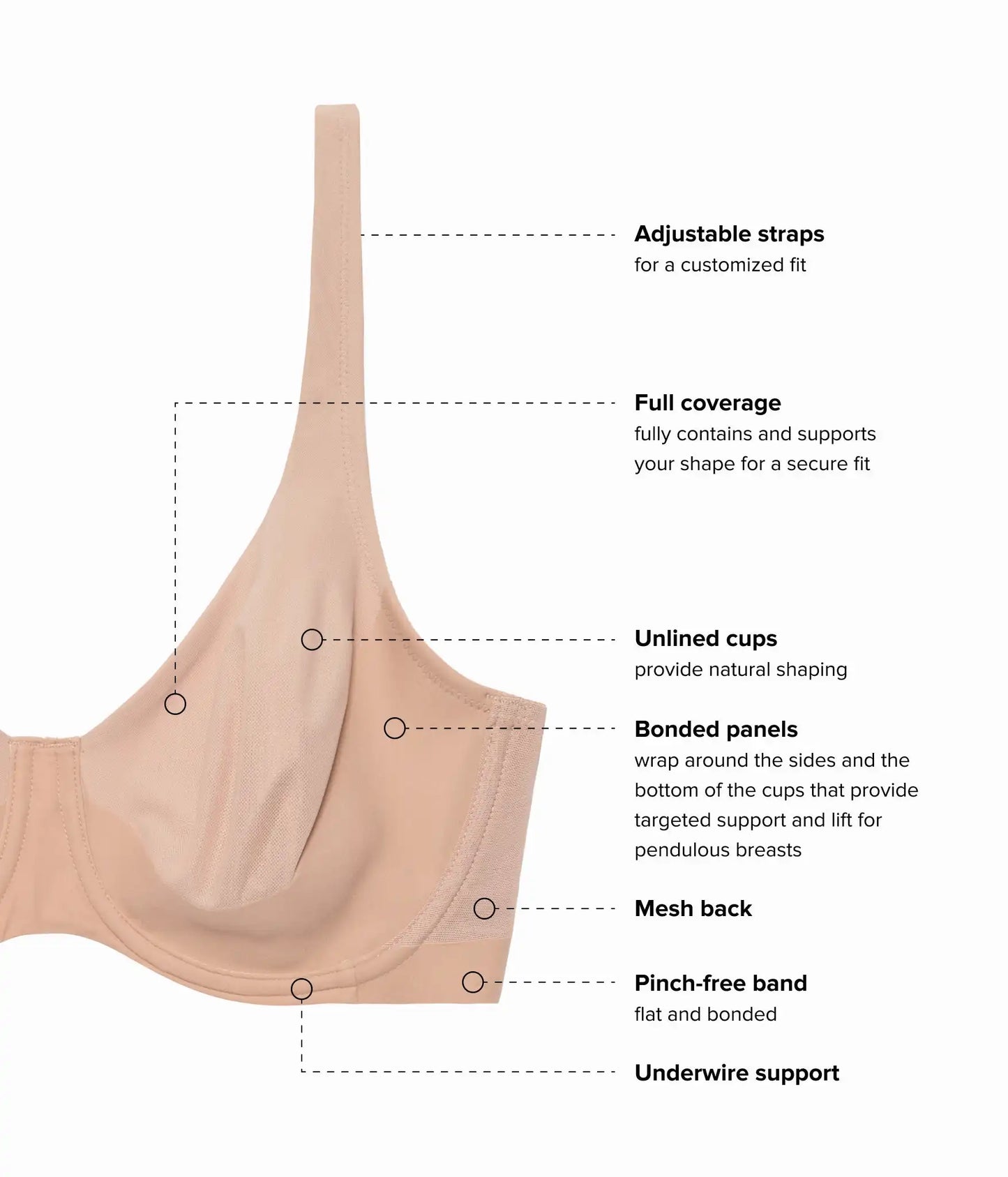Shape Revelation® Pendulous Underwire Bra: Praline