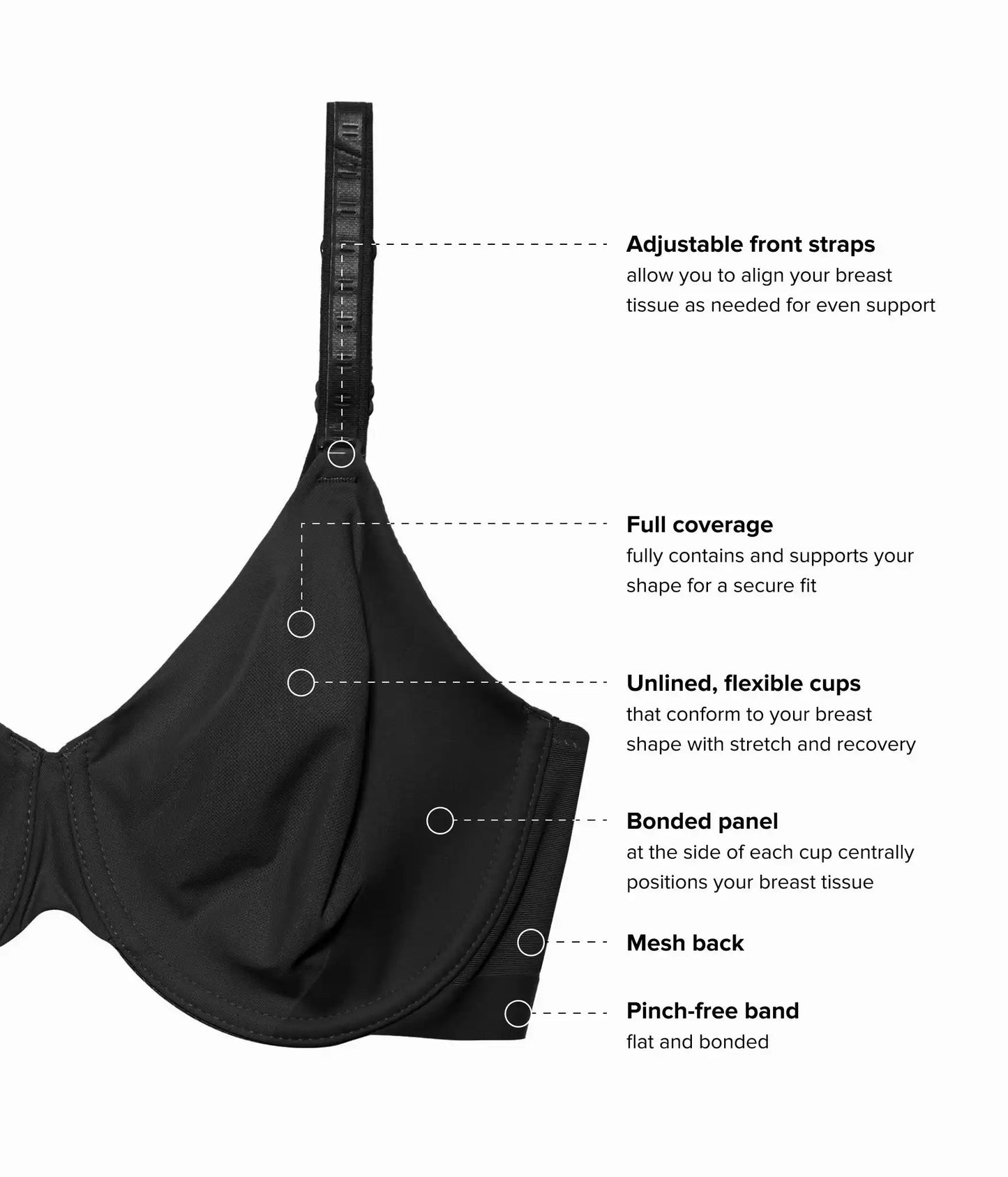 Shape Revelation® Uneven Underwire Bra: Black