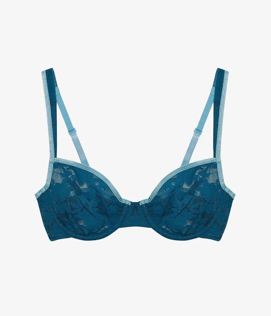 Shadow Scene Underwire Bra: Blue Coral