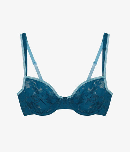 Shadow Scene Underwire Bra: Blue Coral