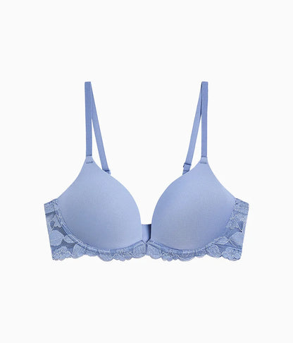 Feeling Famous Wire Free Push Up Bra: Country Blue/Bright White