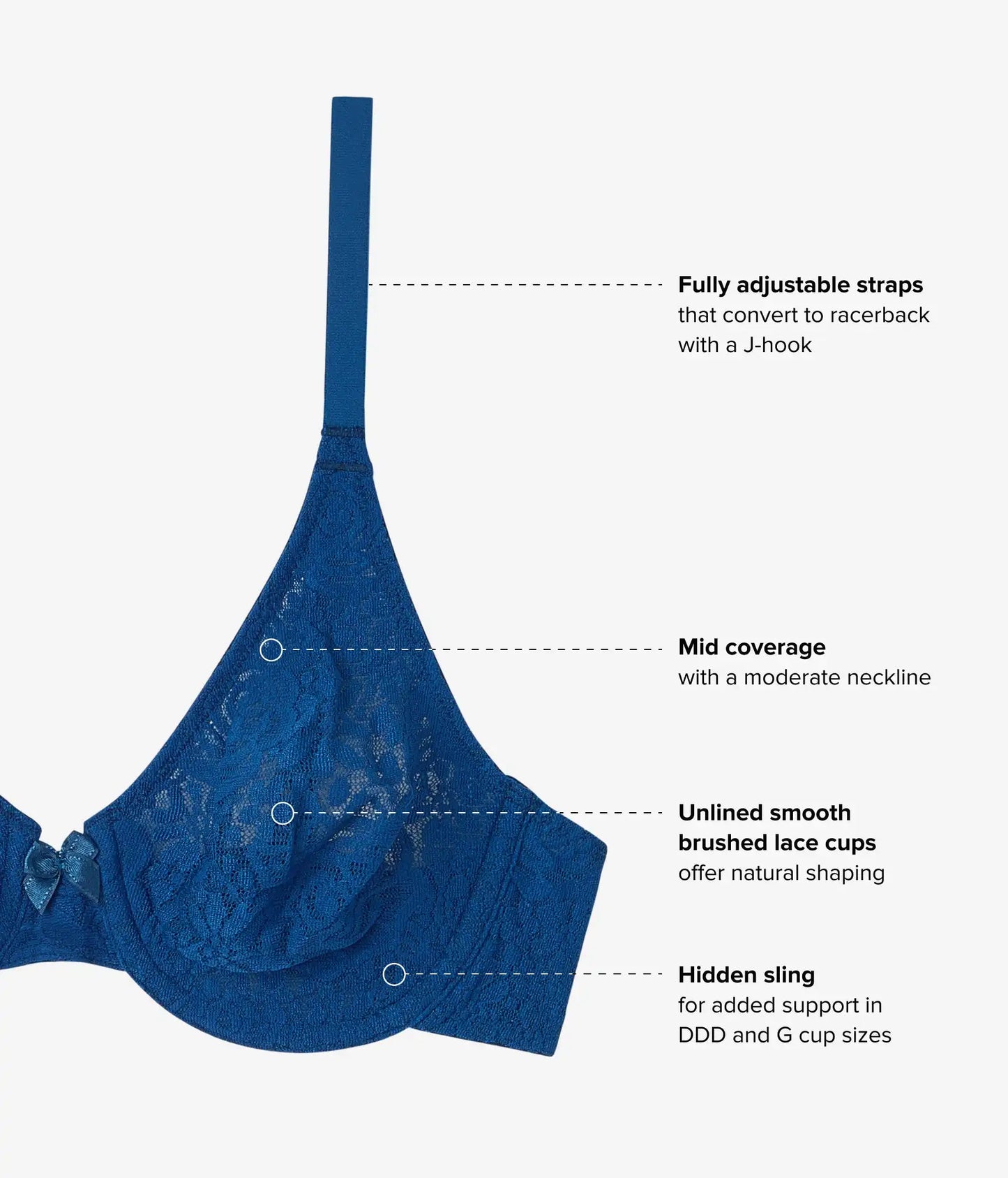Halo Lace Underwire Bra: Poseidon