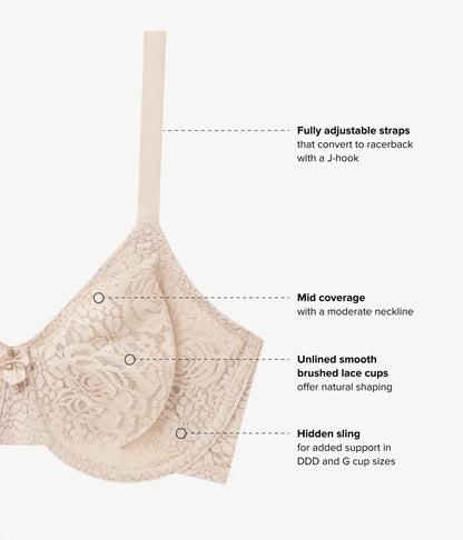 Halo Lace Underwire Bra: Sand