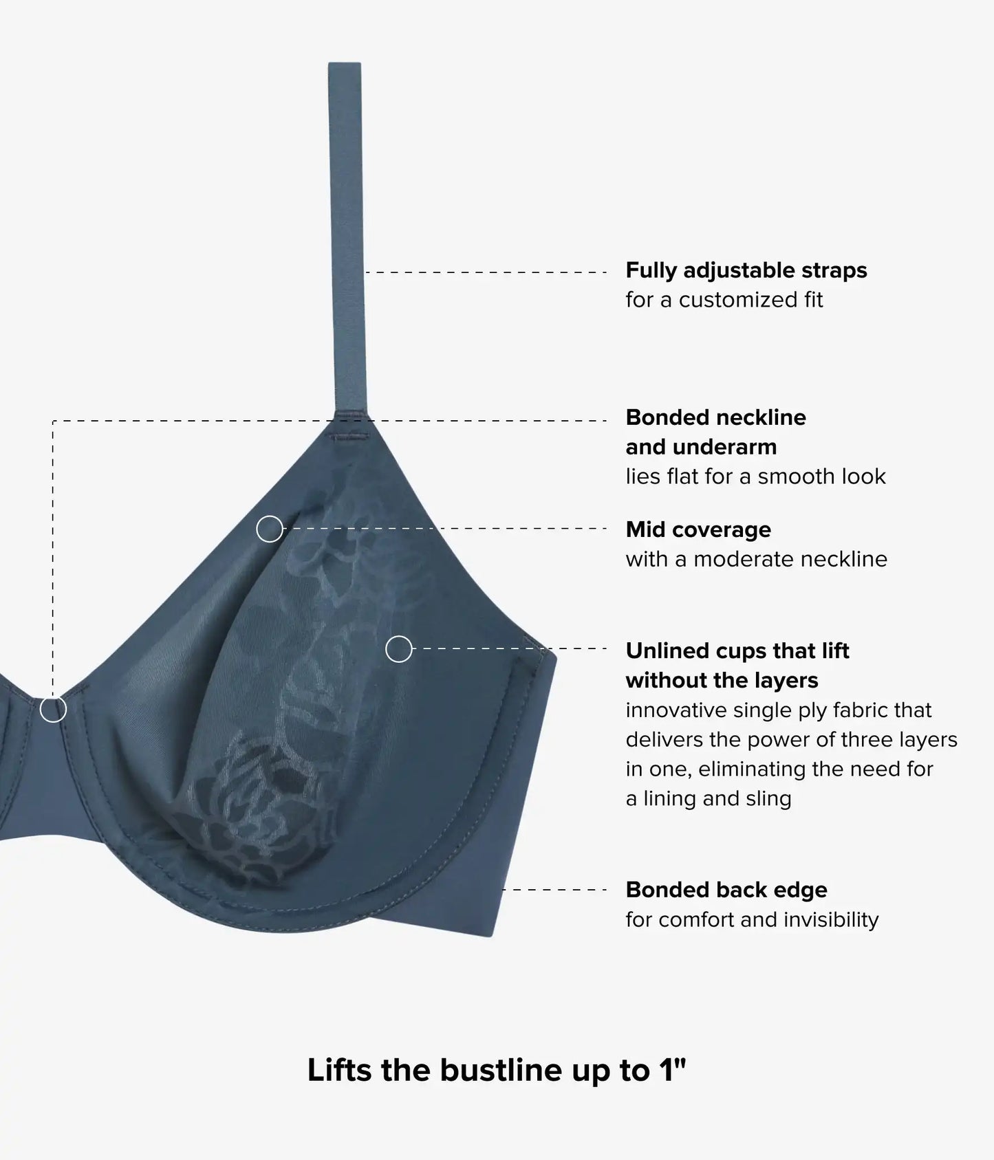 Confidence Boost™ Underwire Bra: Dark Slate