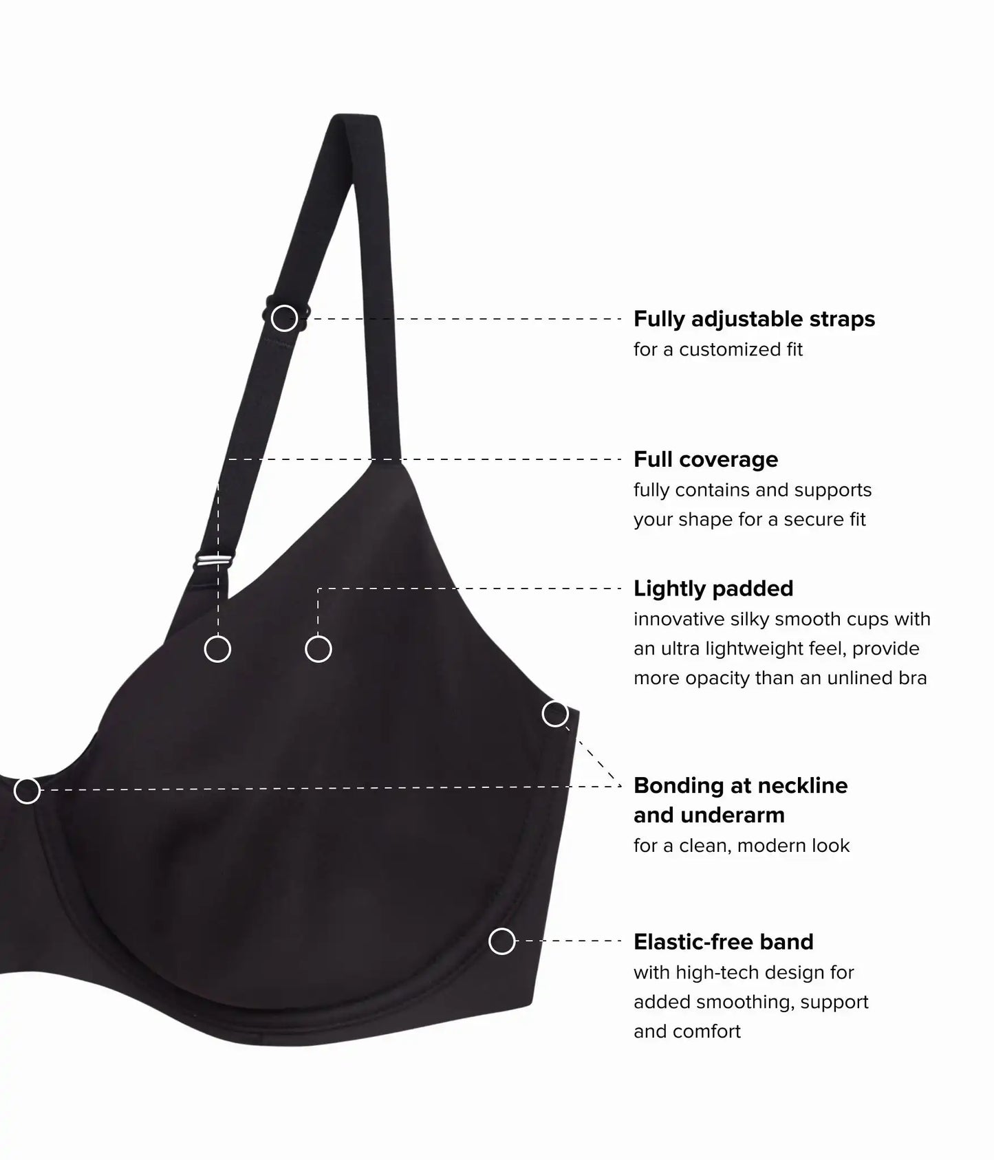 Sleek Standard Underwire Bra: Black