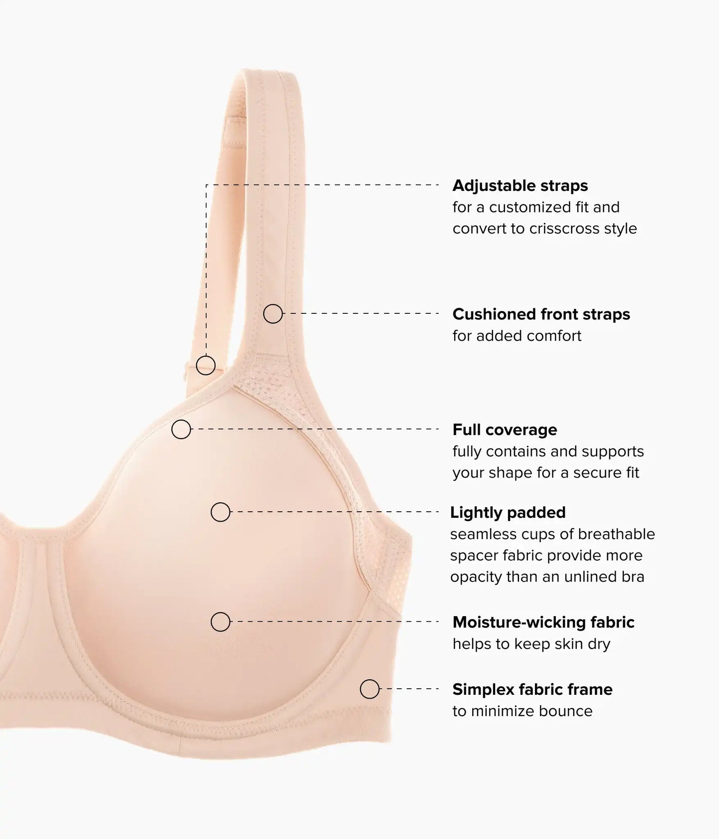 Lindsey Sport Contour Underwire Bra: Sand