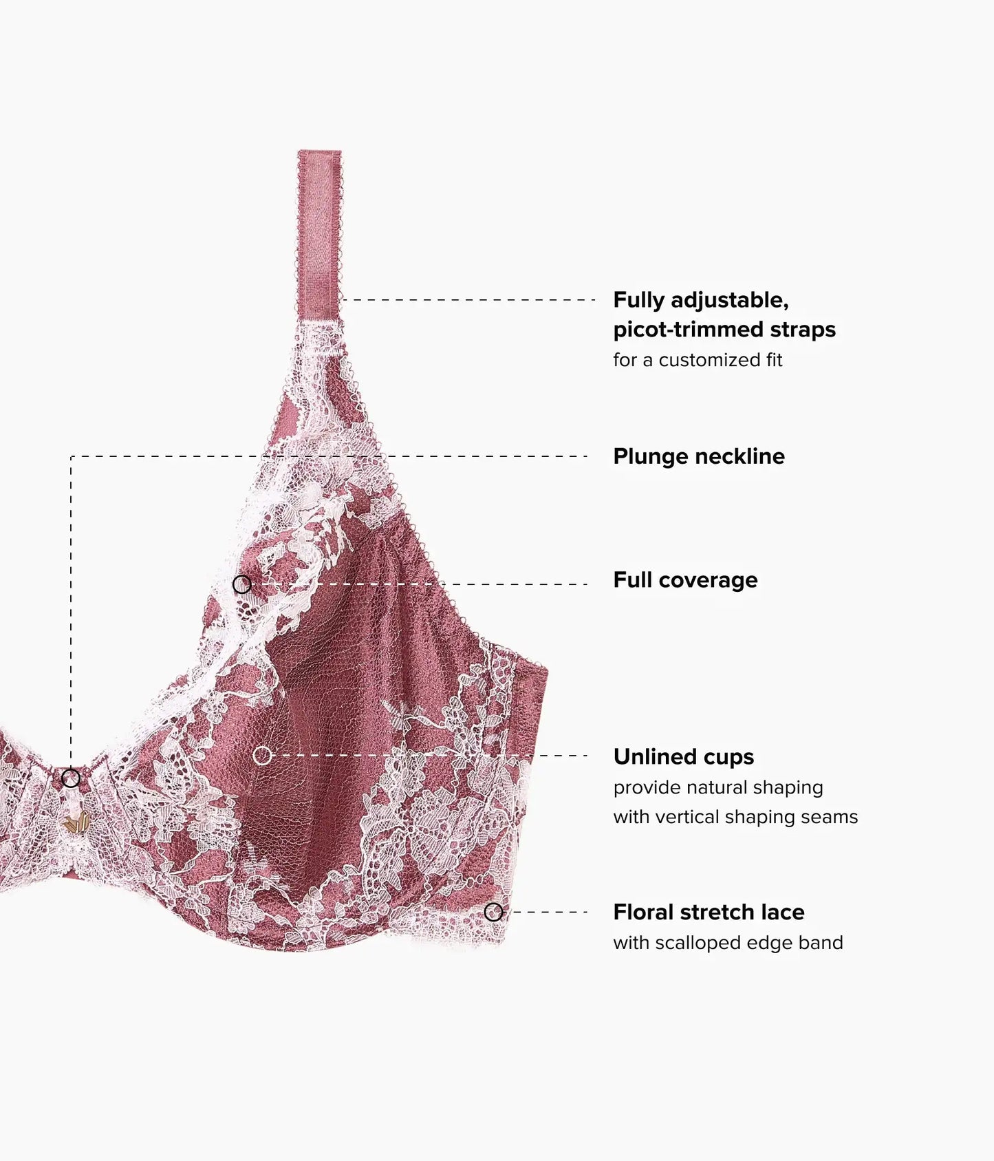 Modern Affair Plunge Underwire Bra: Rose Brown/Cradle Pink