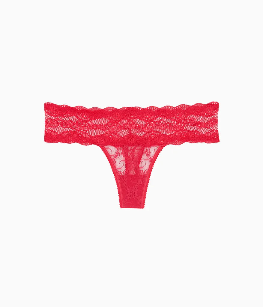 Lace Kiss Thong: Crimson Red
